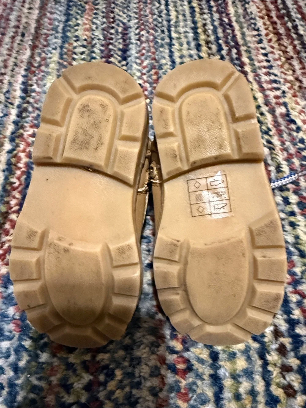 Gymboree Tan Kids Lace-Up Boots with Blue-White Laces